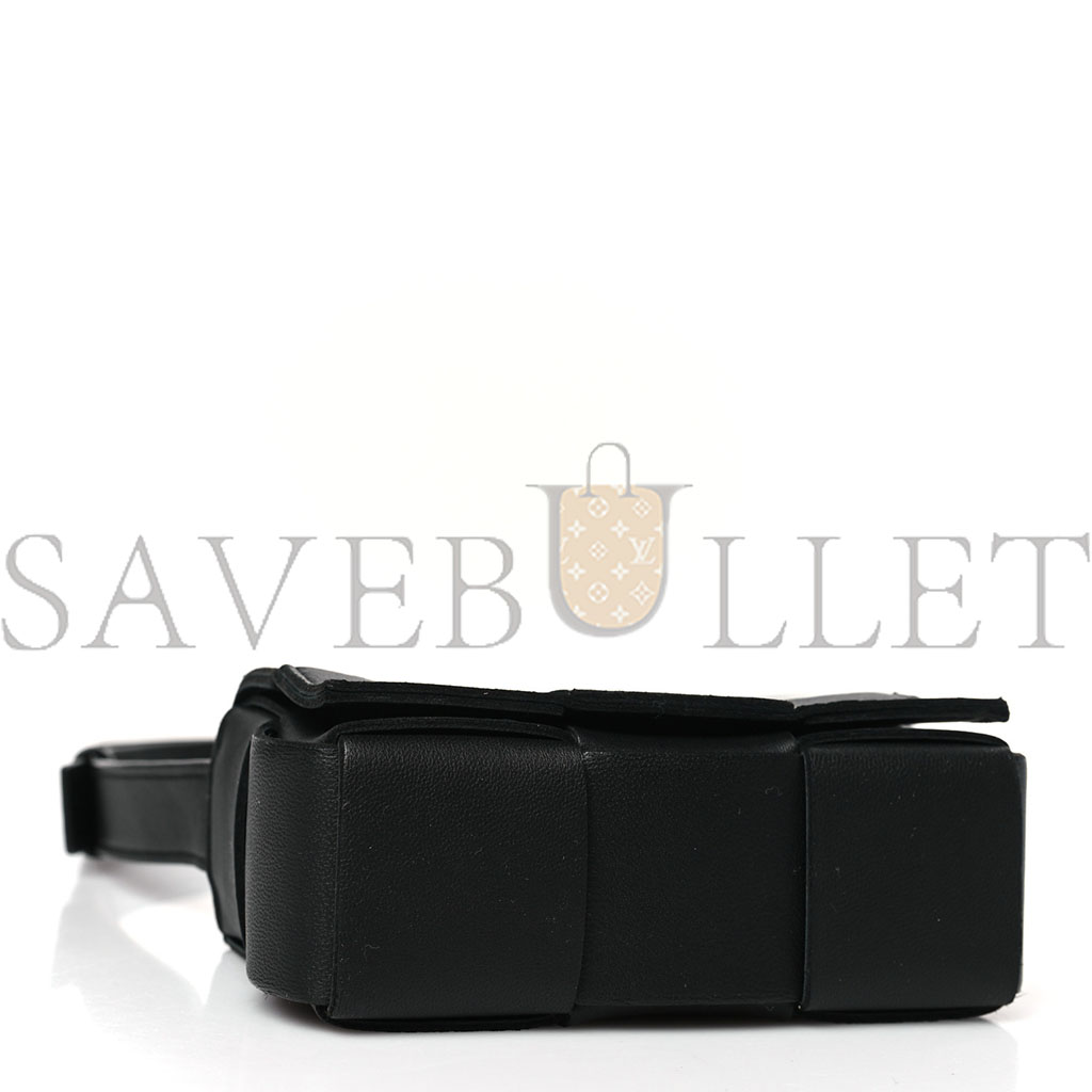 BOTTEGA VENETA LAMBSKIN MAXI INTRECCIATO EXTRA MINI CASSETTE CROSSBODY BAG BLACK (12*9*5cm) BOTTEGA VENETA LAMBSKIN MAXI INTRECCIATO EXTRA MINI CASSETTE CROSSBODY BAG BLACK (12*9*5cm)